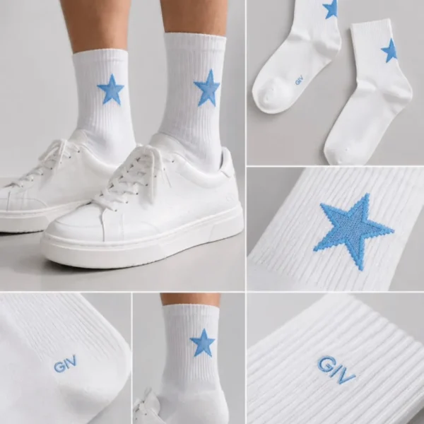 جوراب مردانه سفید طرج ستاره (star)