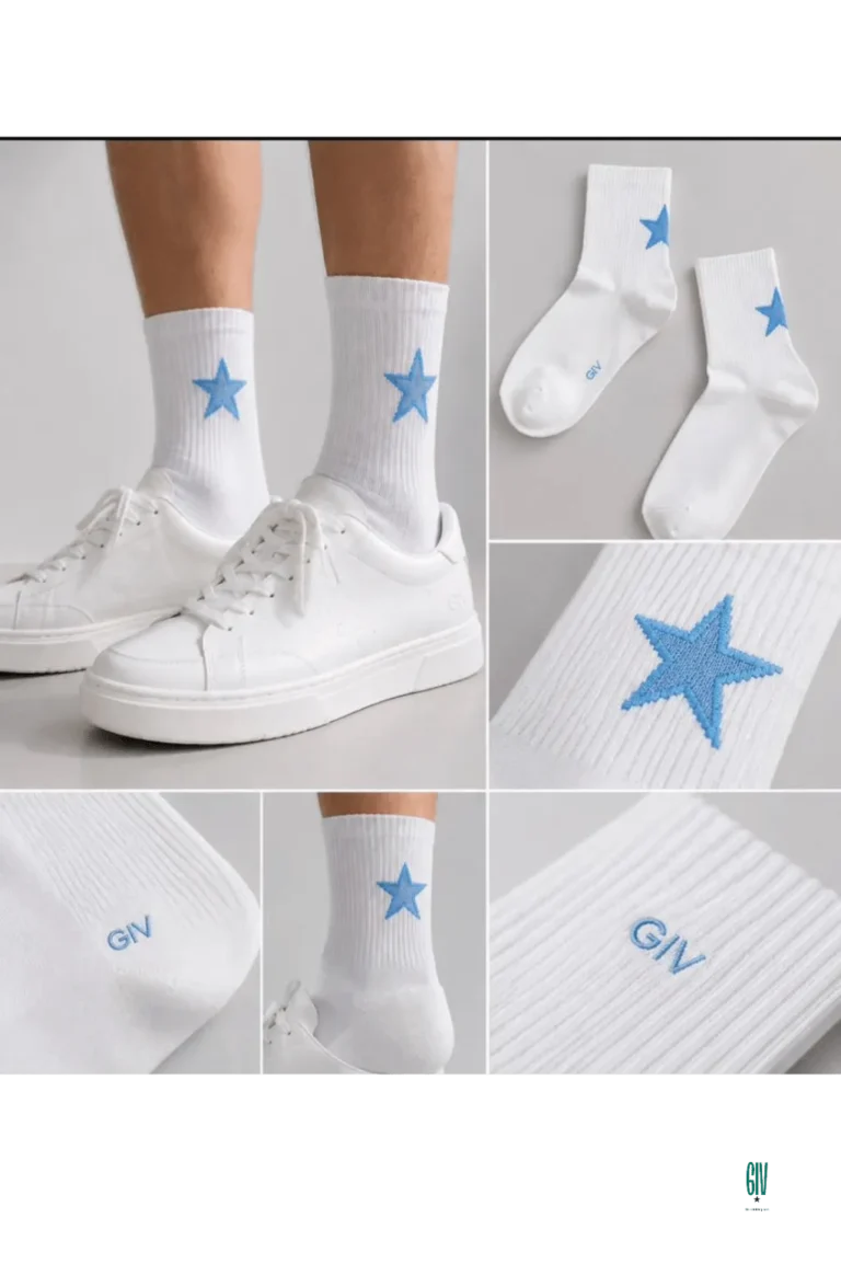 جوراب مردانه سفید طرج ستاره (star)