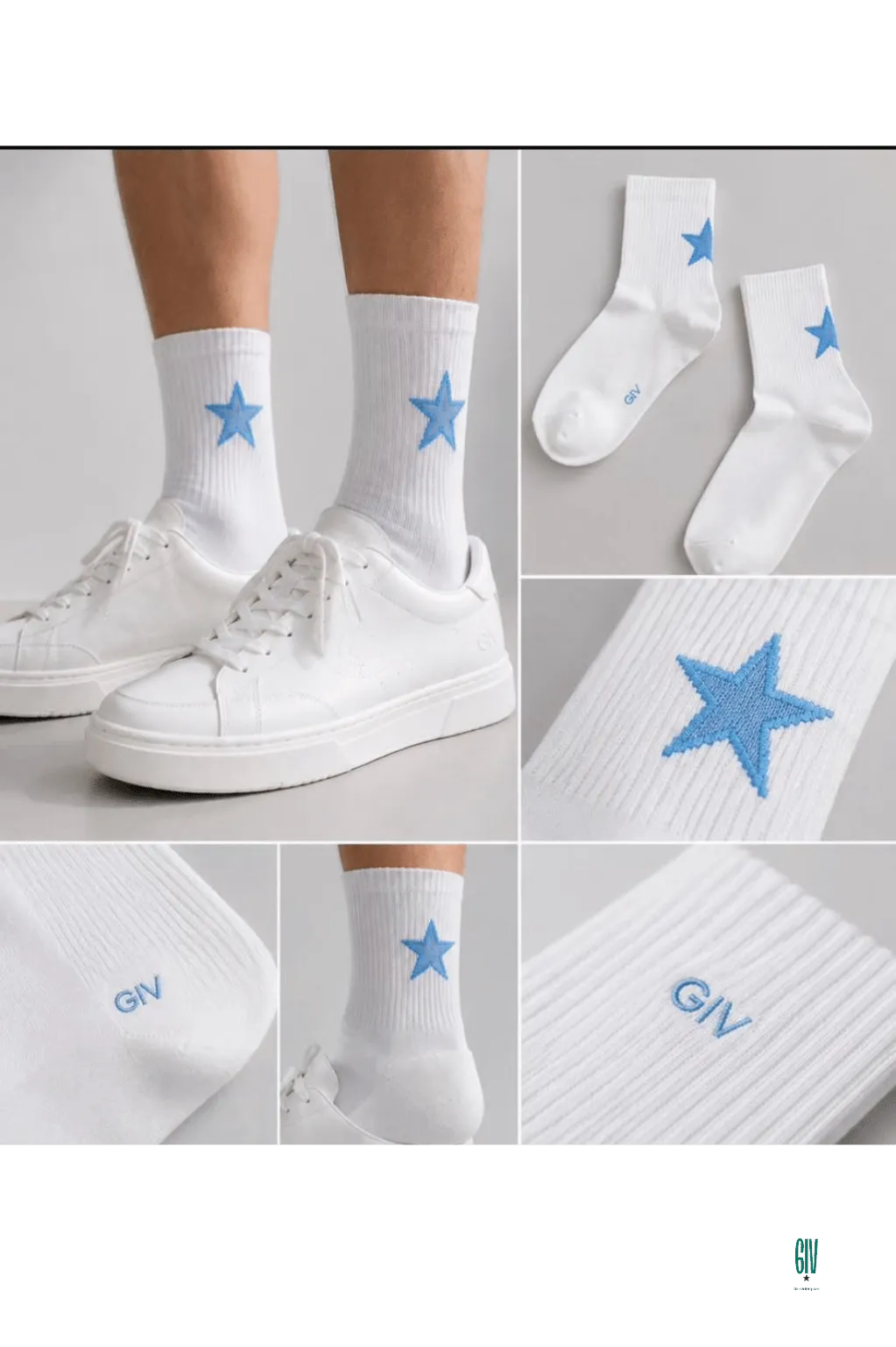 جوراب مردانه سفید طرج ستاره (star)